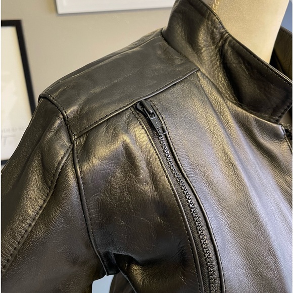 Metro 1 by Superior Vintage Black Leather Bomber Jacket Coat - Picture 8 of 15